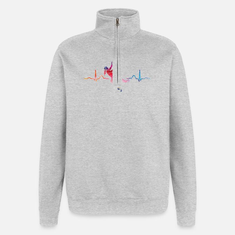 Boulderer Herzschlag Boulder Bouldern - Quarter-Zip-Sweatshirt - Grau meliert