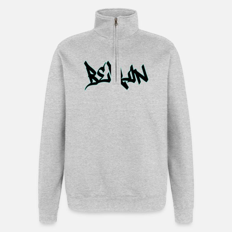 Neon Graffiti Schriftzug - Quarter-Zip-Sweatshirt - Grau meliert