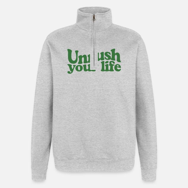 Entschleunigen | Slow Living Achtsamkeit - Quarter-Zip-Sweatshirt - Grau meliert