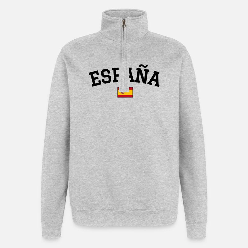 Spain Flag Design Black - Quarter-Zip Sweatshirt - heather grey