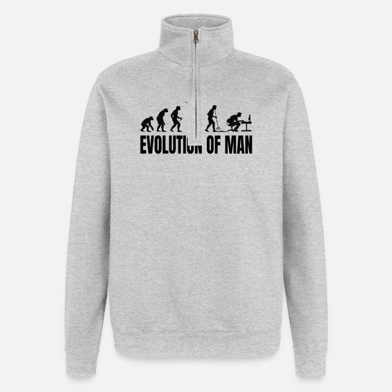 Programmeur Computer Freak Evolution - Sweat à zip 1/4 - gris chiné