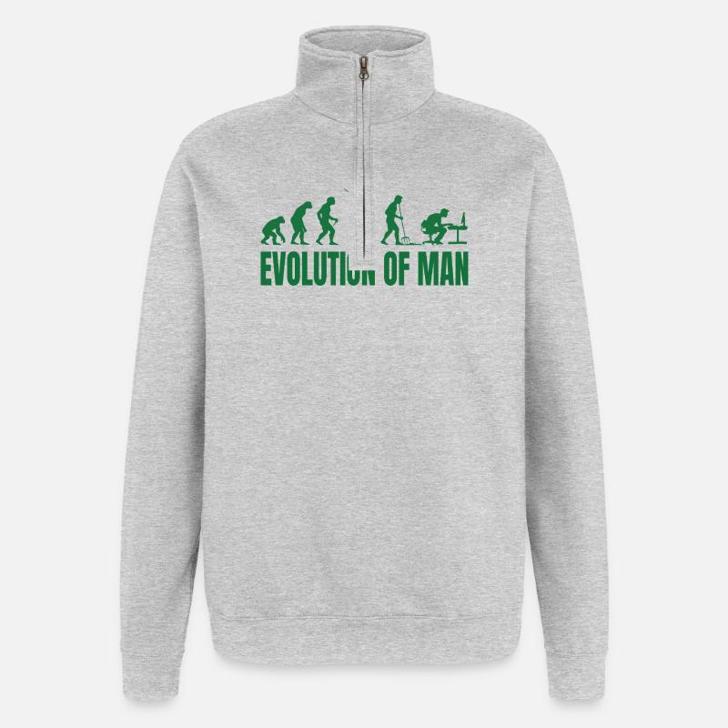 Evolution of Man Programmer IT - Quarter-Zip Sweatshirt - heather grey