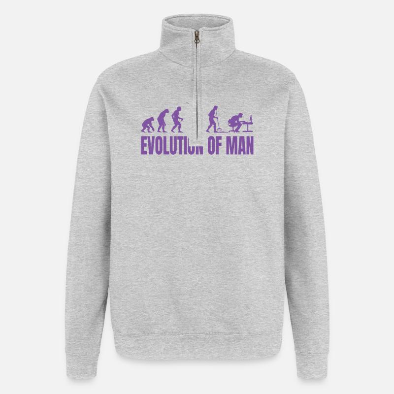 Programmierer Computerfreak Evolution Retro - Quarter-Zip-Sweatshirt - Grau meliert