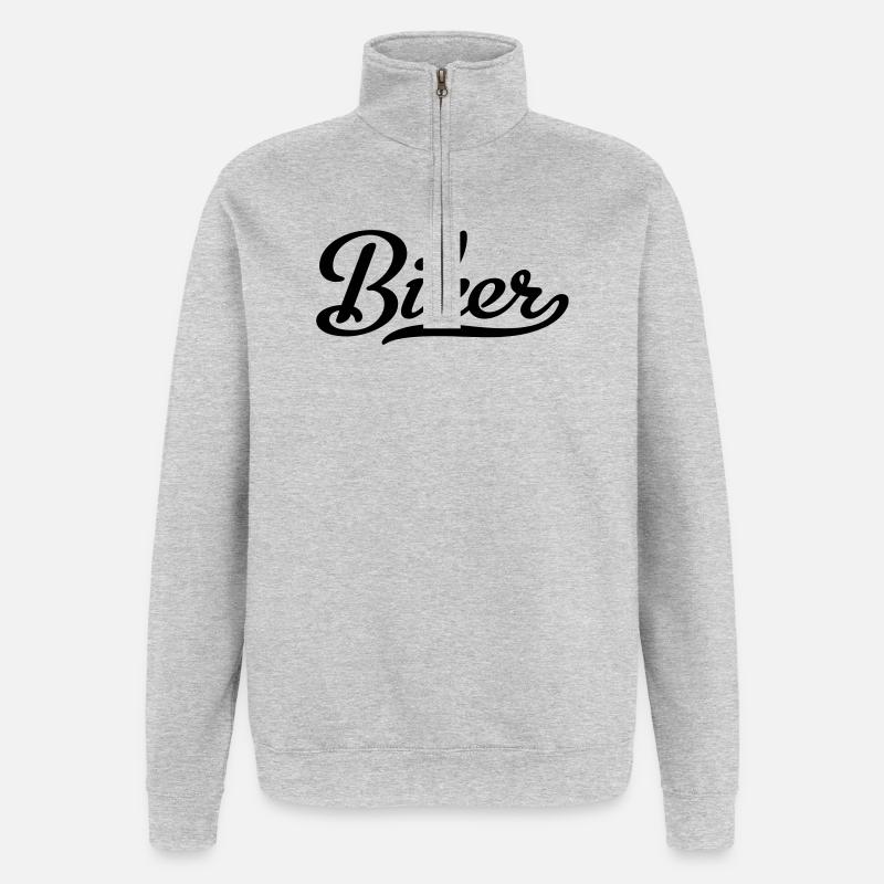 2541614 112658633 biker - Sweat à zip 1/4 - gris chiné
