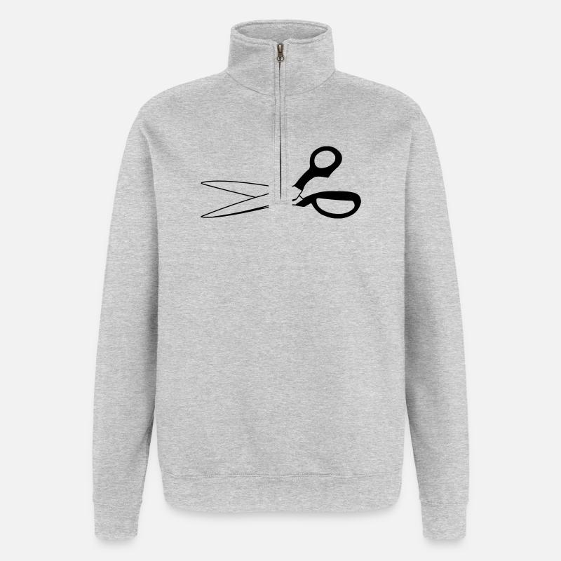 Bastelschere - Quarter-Zip-Sweatshirt - Grau meliert