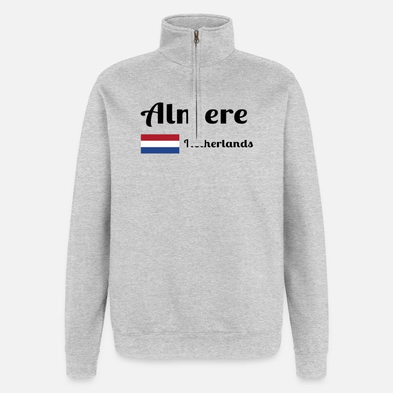 Almere Pays-Bas - Imprimés élégants - Sweat à zip 1/4 - gris chiné