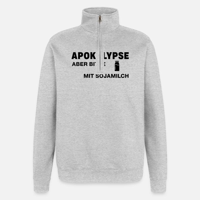 Apokalypse – aber bitte mit Sojamilch - Quarter-Zip-Sweatshirt - Grau meliert