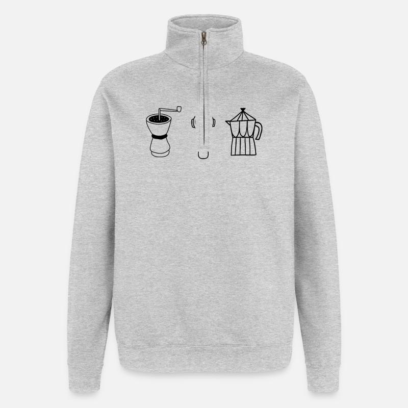 Évolution café  - Sweat à zip 1/4 - gris chiné