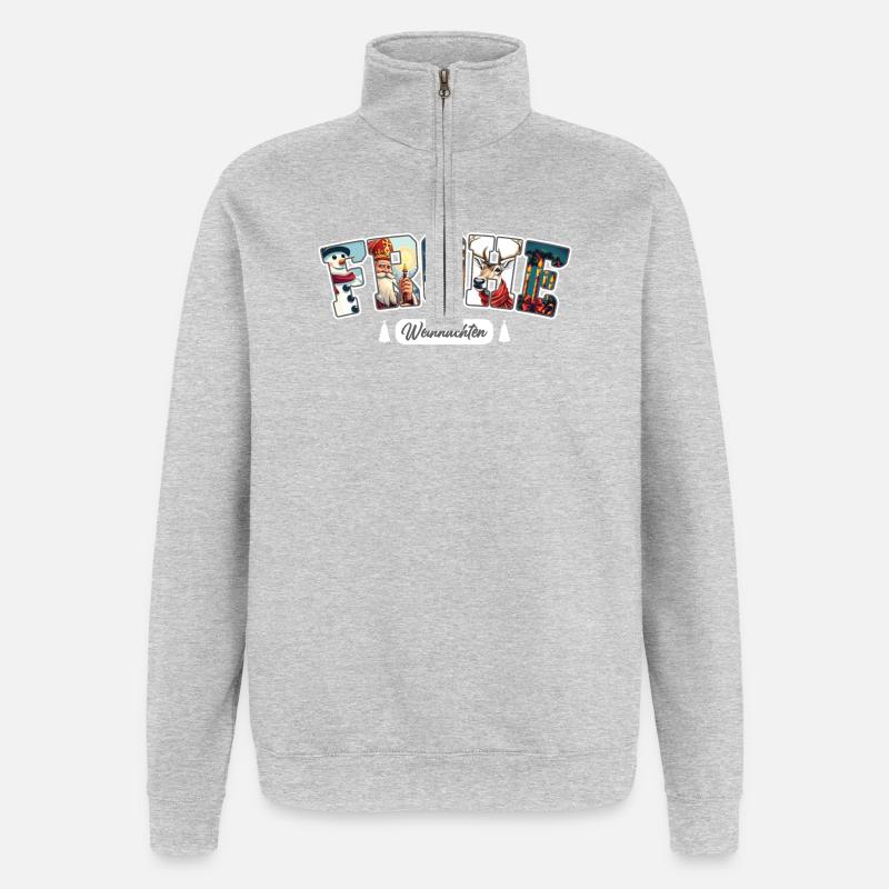 Frohe Weihnachten - Quarter-Zip-Sweatshirt - Grau meliert