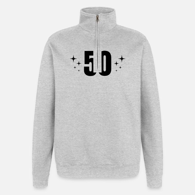 50 Jahre - Jubiläum - Geschenkidee - Quarter-Zip-Sweatshirt - Grau meliert