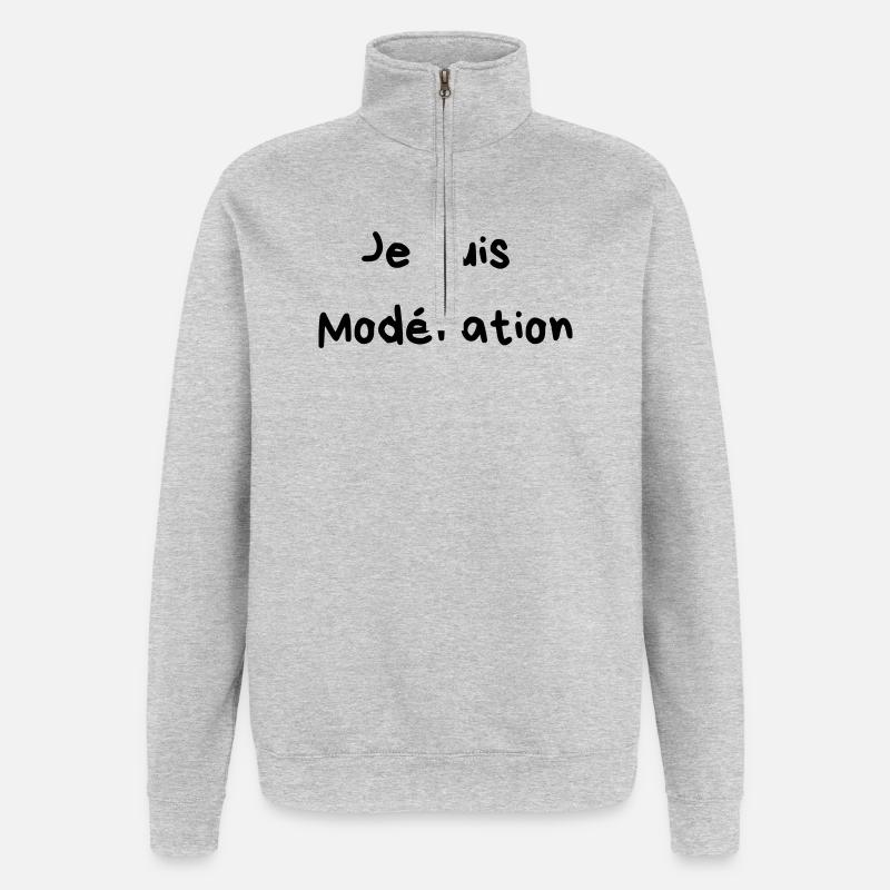 Je bois avec moderation - 2 - Sweat à zip 1/4 - gris chiné