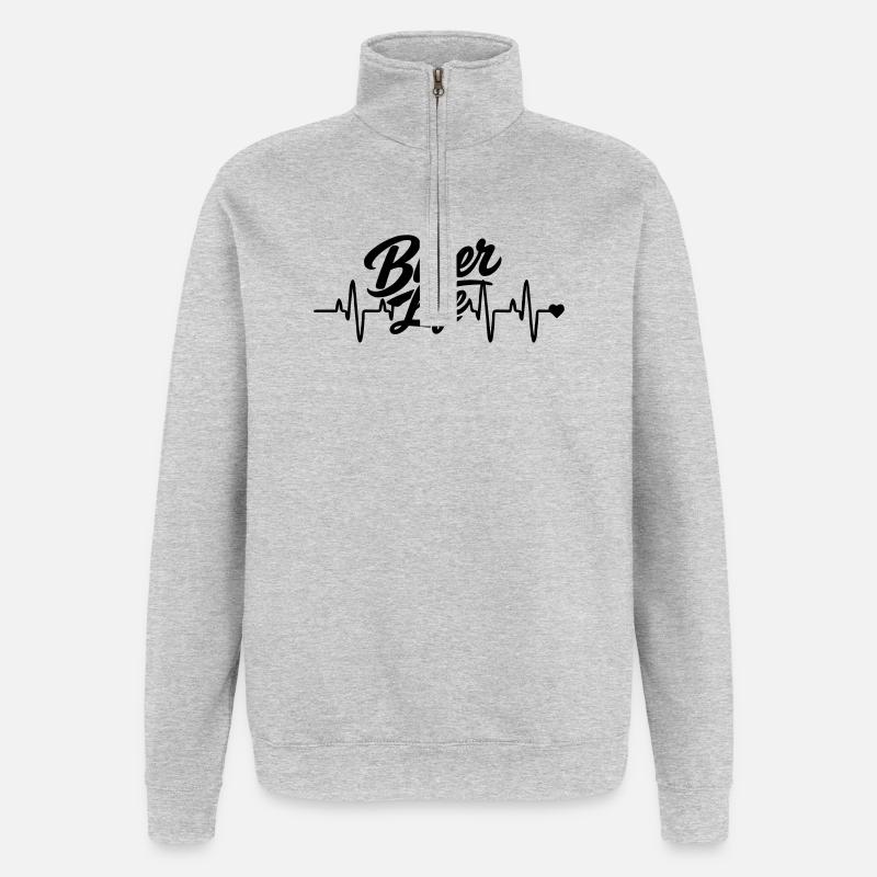 Biker herzfrequenz - Quarter-Zip-Sweatshirt - Grau meliert