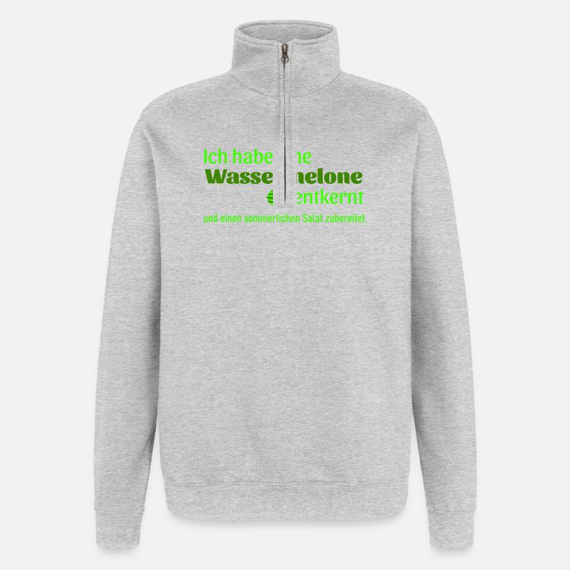 Wassermelone entkernt  - Quarter-Zip-Sweatshirt - Grau meliert