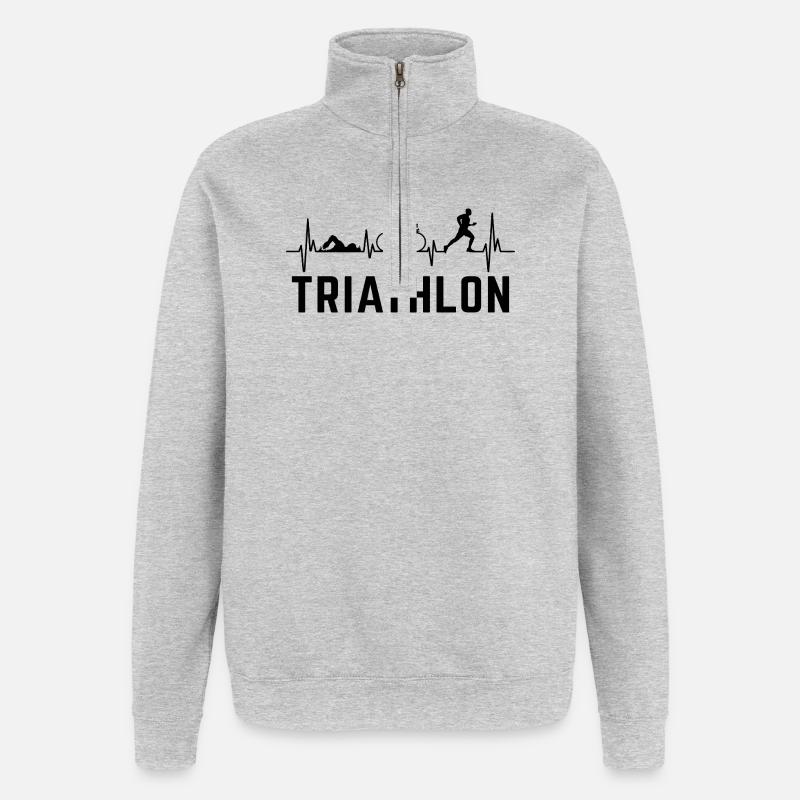 triathlete battement de coeur triathlon - Sweat à zip 1/4 - gris chiné