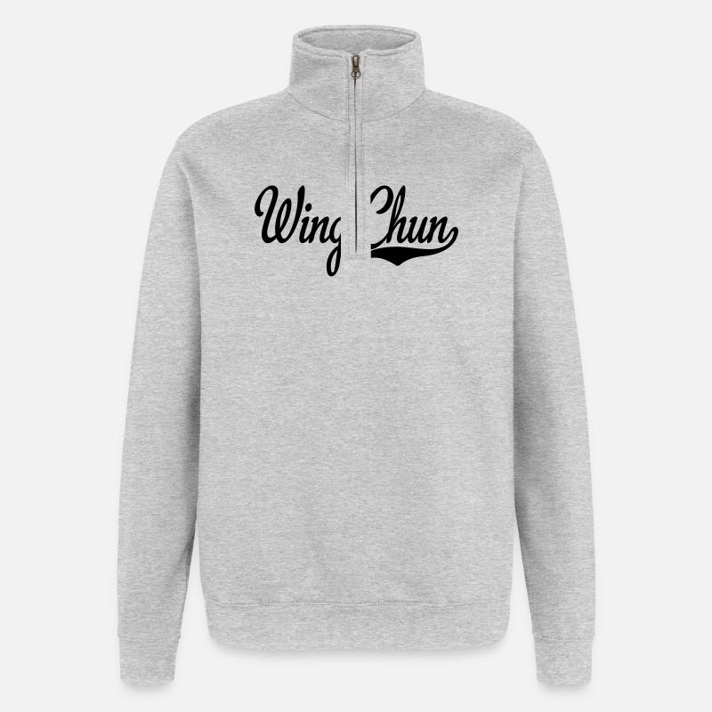2541614 15440069 wing chun - Sweat à zip 1/4 - gris chiné