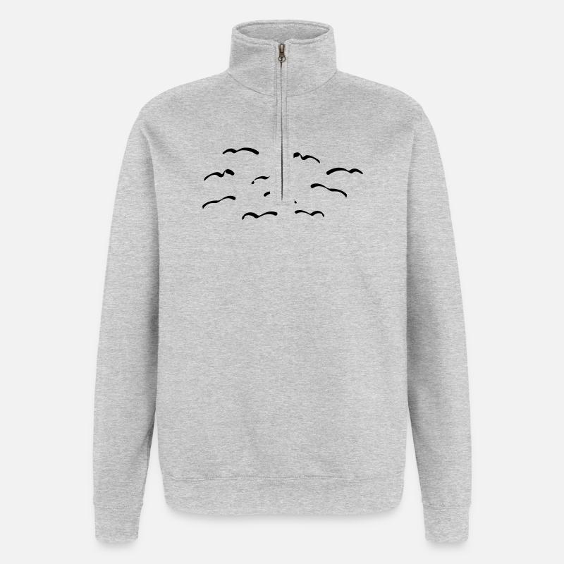Oiseaux - Sweat à zip 1/4 - gris chiné