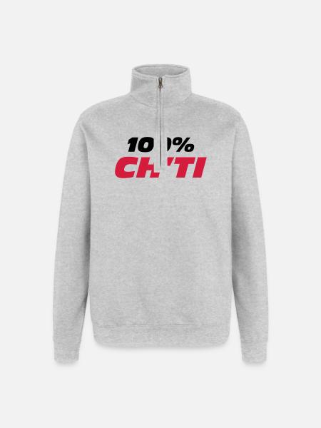 100% Ch'ti - Sweat à zip 1/4 - gris chiné