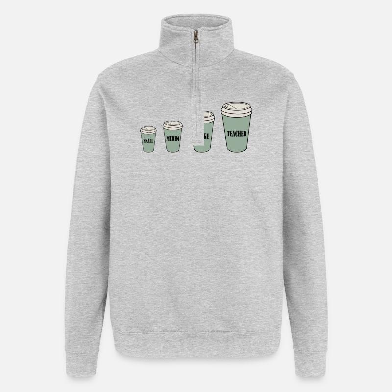 Lehrerkaffee - Quarter-Zip-Sweatshirt - Grau meliert