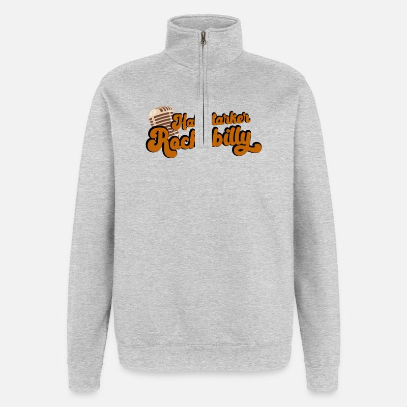 Rockabilly semi-fort - Sweat à zip 1/4 - gris chiné
