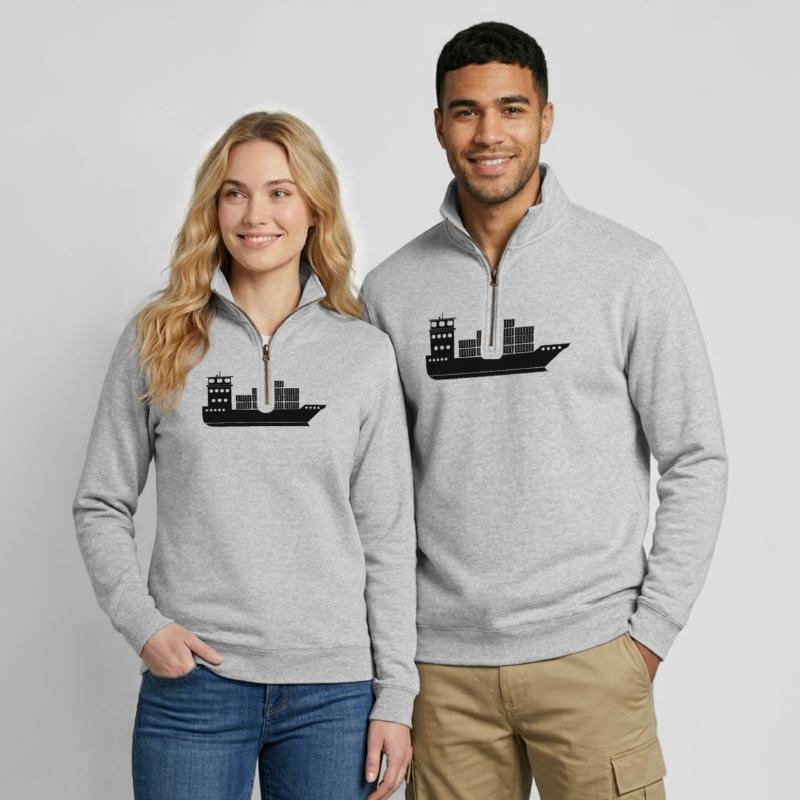 Seecontainerschiff oder Boot mit Containern Quarter-Zip-Sweatshirt