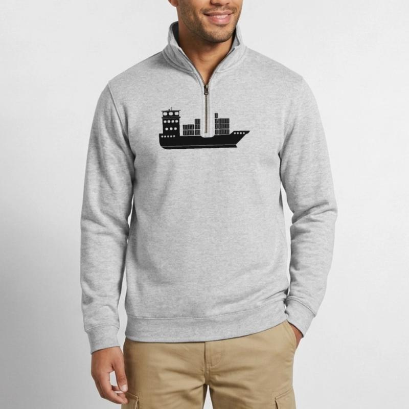 Seecontainerschiff oder Boot mit Containern Quarter-Zip-Sweatshirt