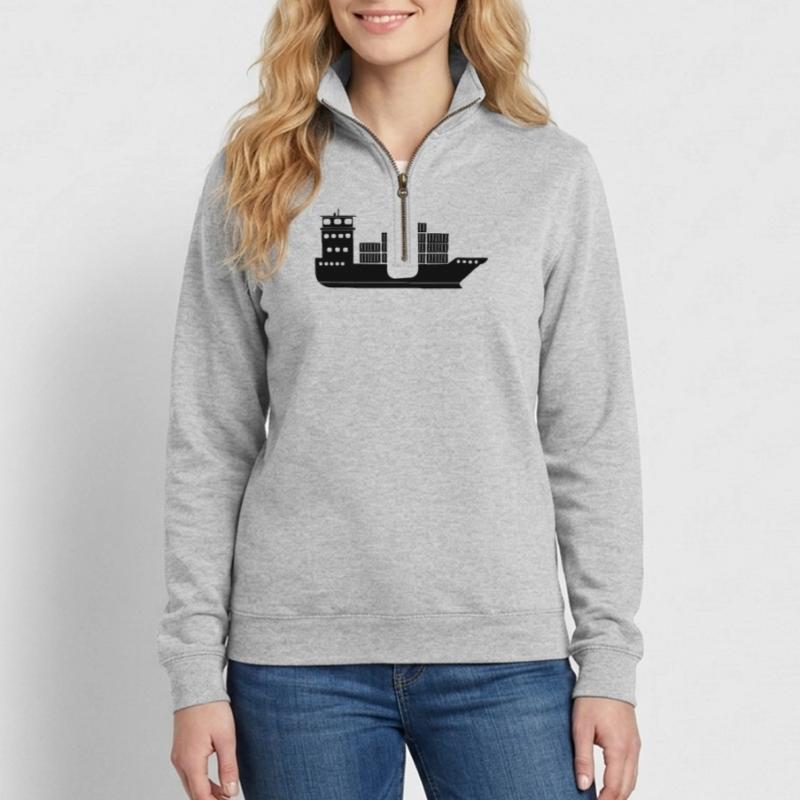 Seecontainerschiff oder Boot mit Containern Quarter-Zip-Sweatshirt