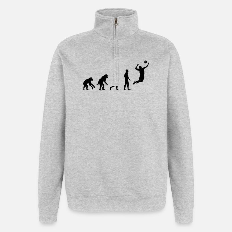 Retro volleyball Evolution Icône du beach-volley - Sweat à zip 1/4 - gris chiné