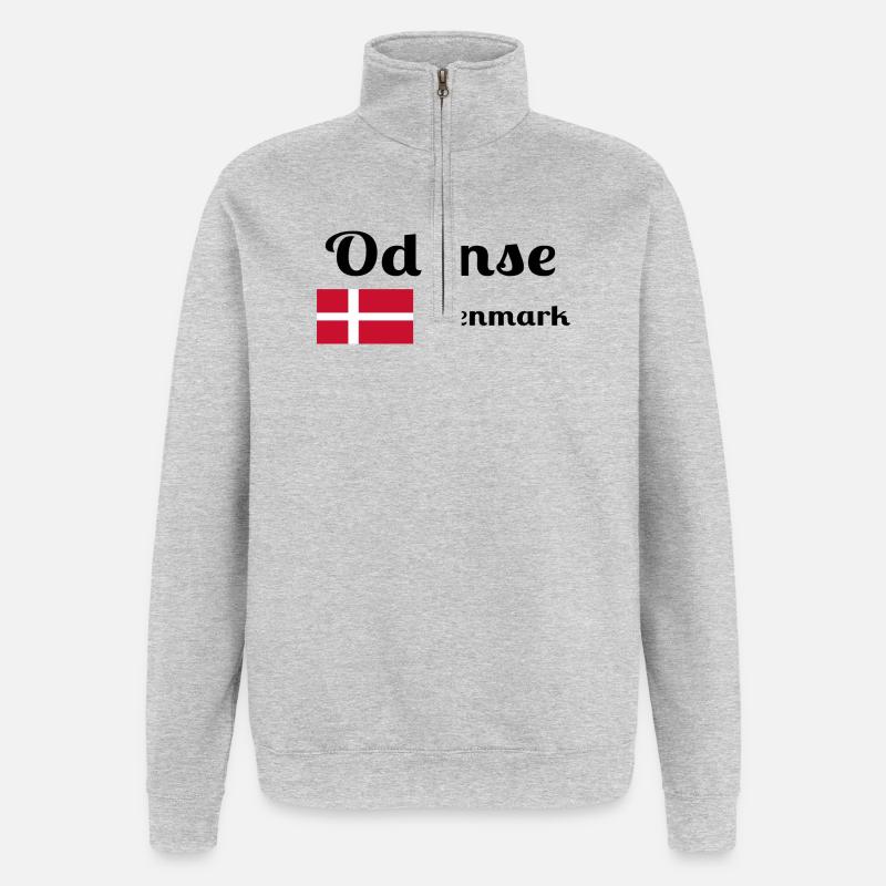 Odense, Danemark - Imprimés élégants - Sweat à zip 1/4 - gris chiné