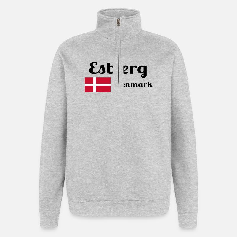 Esbjerg, Danemark - Imprimés élégants - Sweat à zip 1/4 - gris chiné
