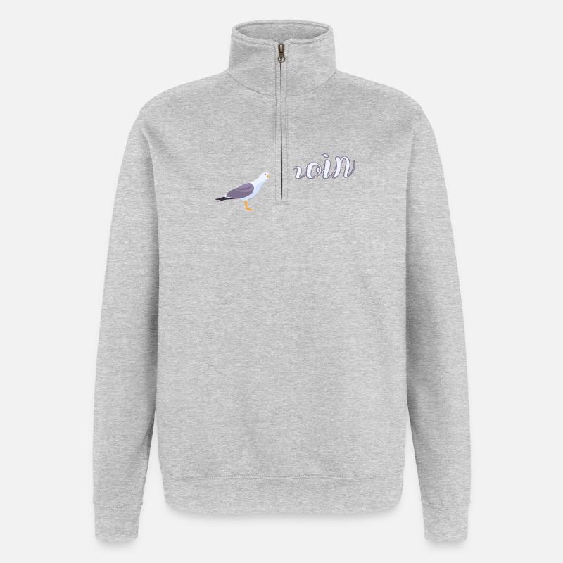 Norddeutsch Möwe Moin Design - Quarter-Zip-Sweatshirt - Grau meliert