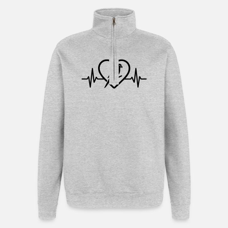 Wellensittich Herz - Quarter-Zip-Sweatshirt - Grau meliert