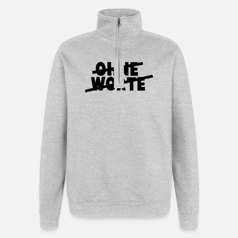 Sans paroles - Sweat à zip 1/4 - gris chiné