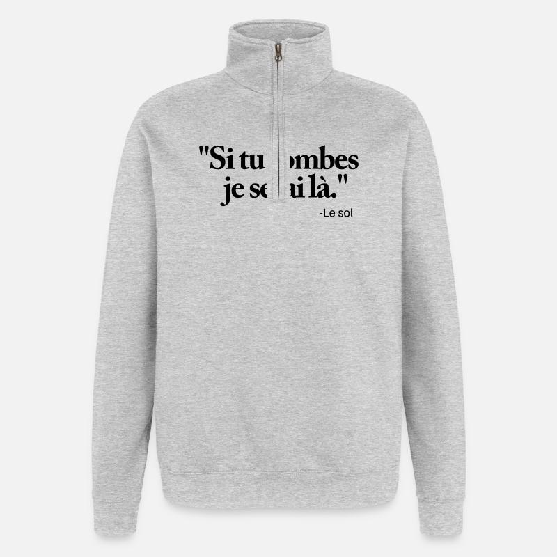 Wenn du fällst, bin ich da - Quarter-Zip-Sweatshirt - Grau meliert