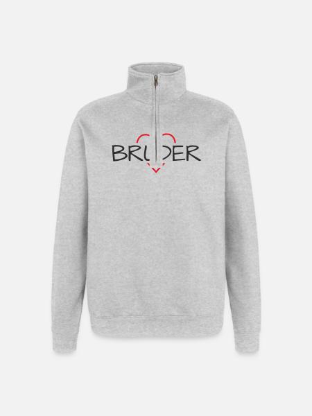 Brother Heart Gift Birthday - Quarter-Zip Sweatshirt - heather grey