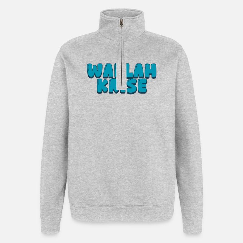 wallah krise - Quarter-Zip-Sweatshirt - Grau meliert