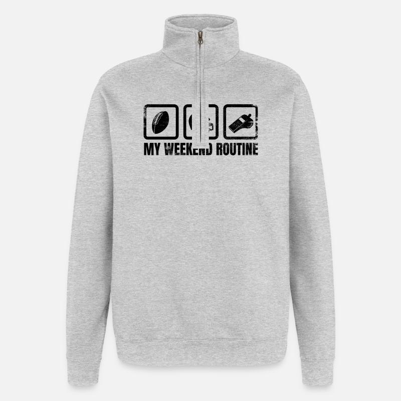 Football Wochenendroutine - Quarter-Zip-Sweatshirt - Grau meliert