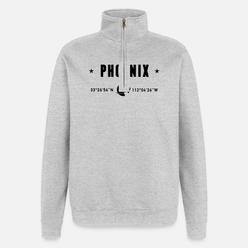 Phoenix, Arizona, coordonnées : planète Terre - Sweat à zip 1/4 - gris chiné