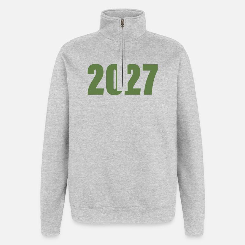2027 - Sweat à zip 1/4 - gris chiné