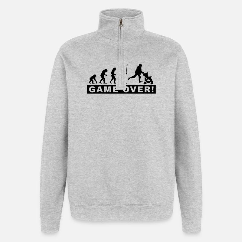 evolution_daddy - Quarter-Zip Sweatshirt - heather grey