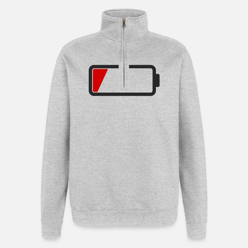 Batterie leer - Quarter-Zip-Sweatshirt - Grau meliert