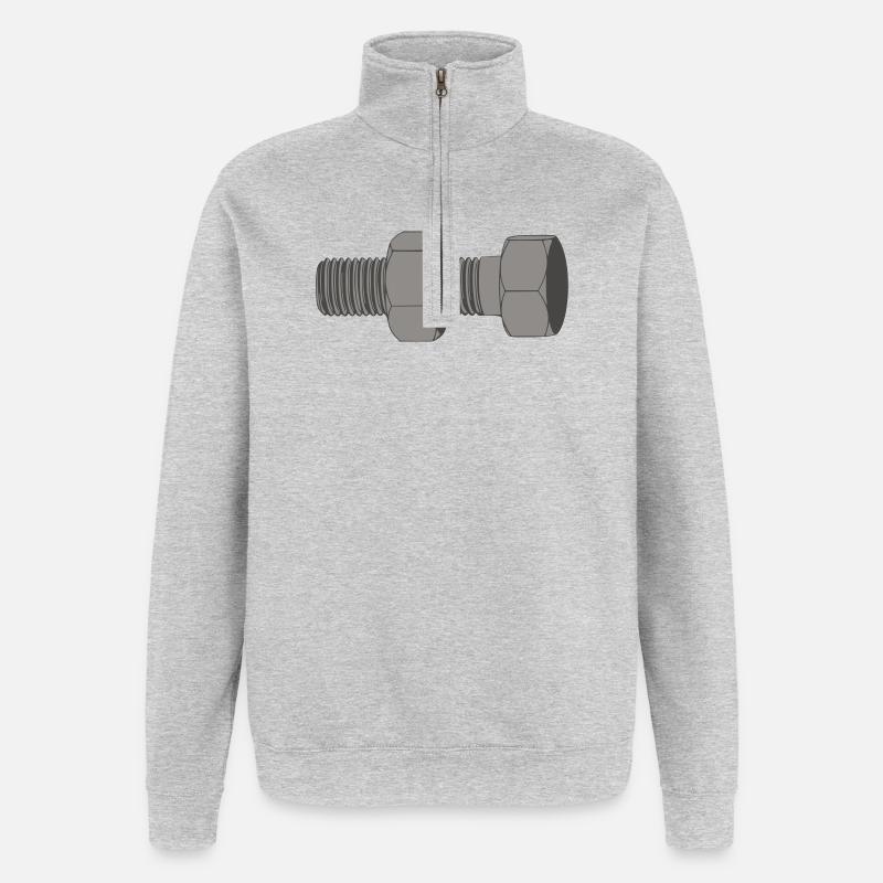 Boulon - Sweat à zip 1/4 - gris chiné