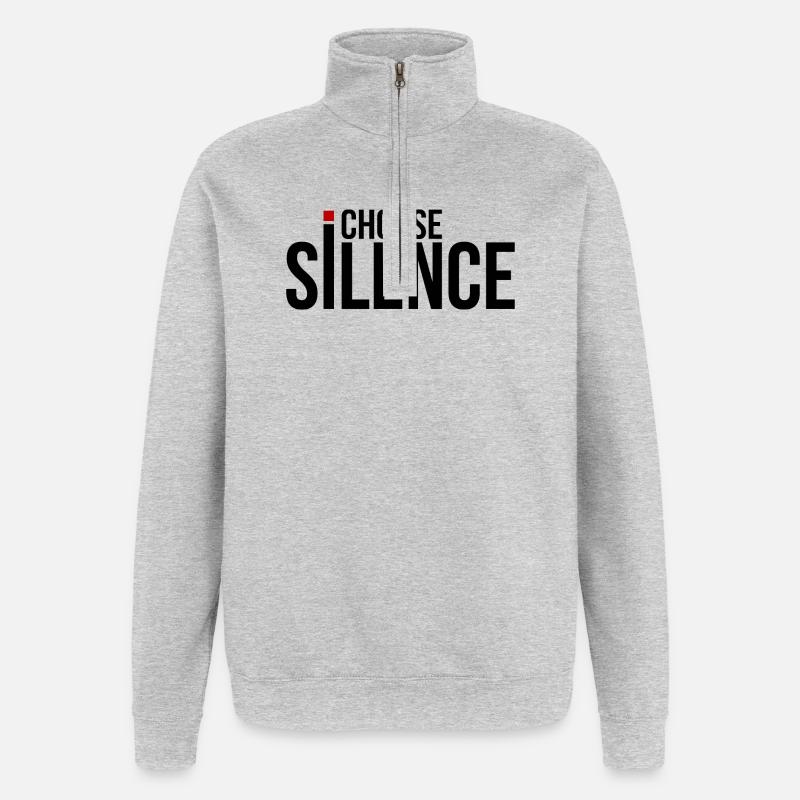 Ich wähle Stille - Quarter-Zip-Sweatshirt - Grau meliert