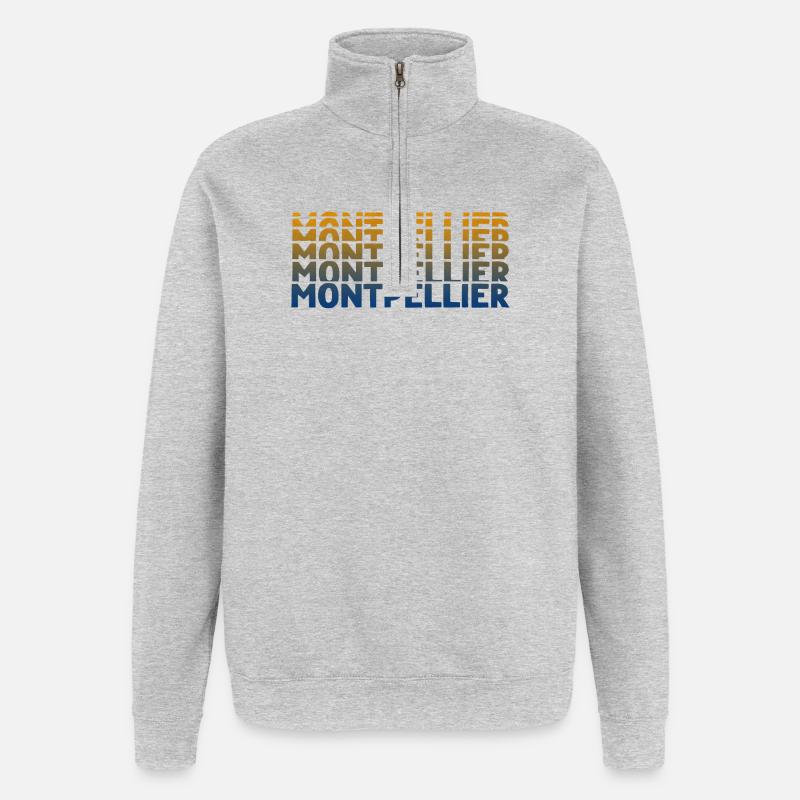 Montpellier Gradient Wortkunst - Quarter-Zip-Sweatshirt - Grau meliert
