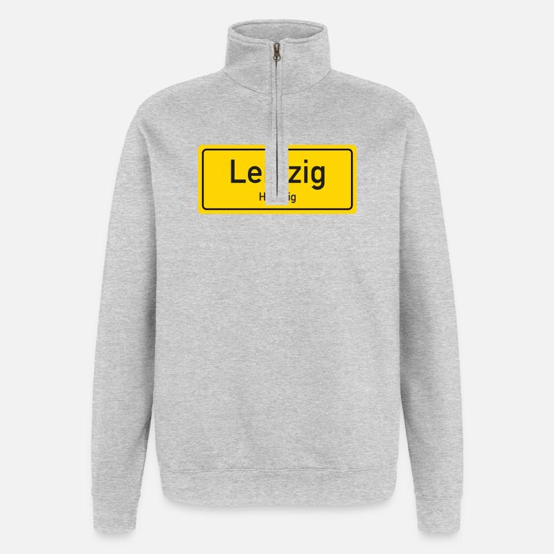 Leipzig place name germany - Quarter-Zip Sweatshirt - heather grey