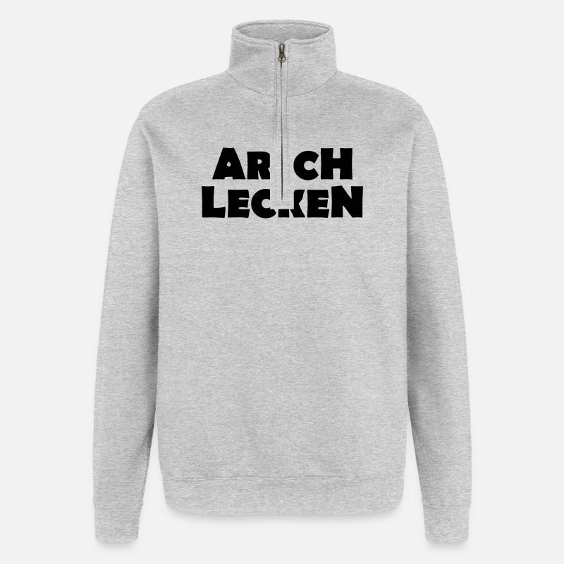Léchage de cul - Sweat à zip 1/4 - gris chiné