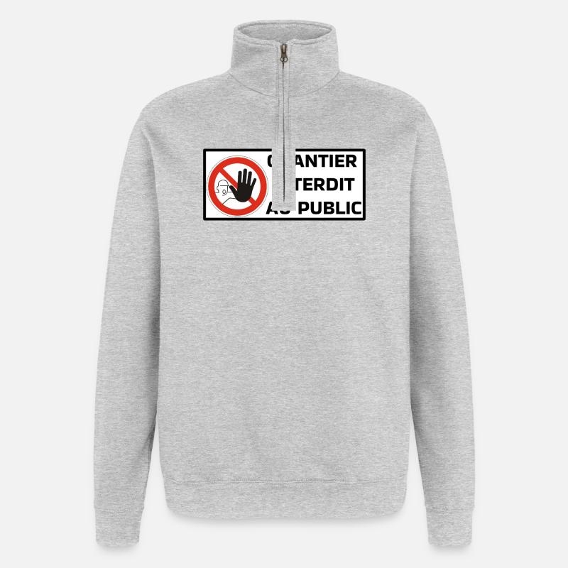 Chantier Interdit - Sweat à zip 1/4 - gris chiné