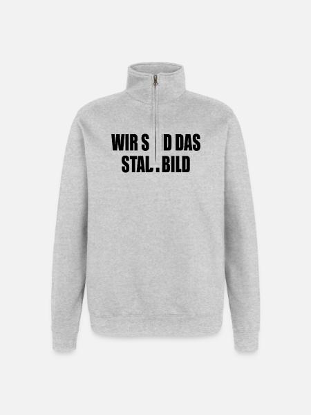 wir sind das stadtbild - Quarter-Zip-Sweatshirt - Grau meliert