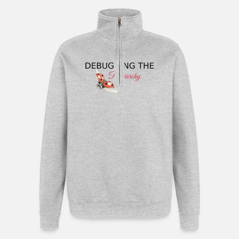 Debugging the Patriarchy - Feminist Tech Style - Quarter-Zip Sweatshirt - heather grey