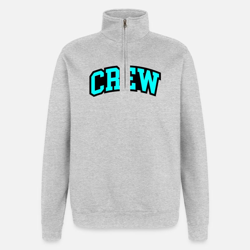 Crew Schriftzug - Quarter-Zip-Sweatshirt - Grau meliert