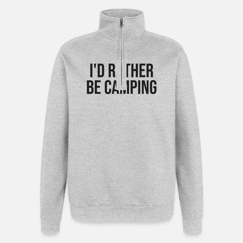 Lieber Camping als Drinnen - Quarter-Zip-Sweatshirt - Grau meliert